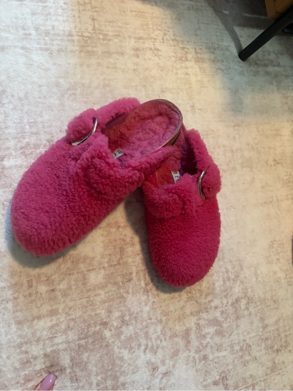 Birkenstock Boston big buckle shearling pink clogs size 40 - Picture 2 of 4